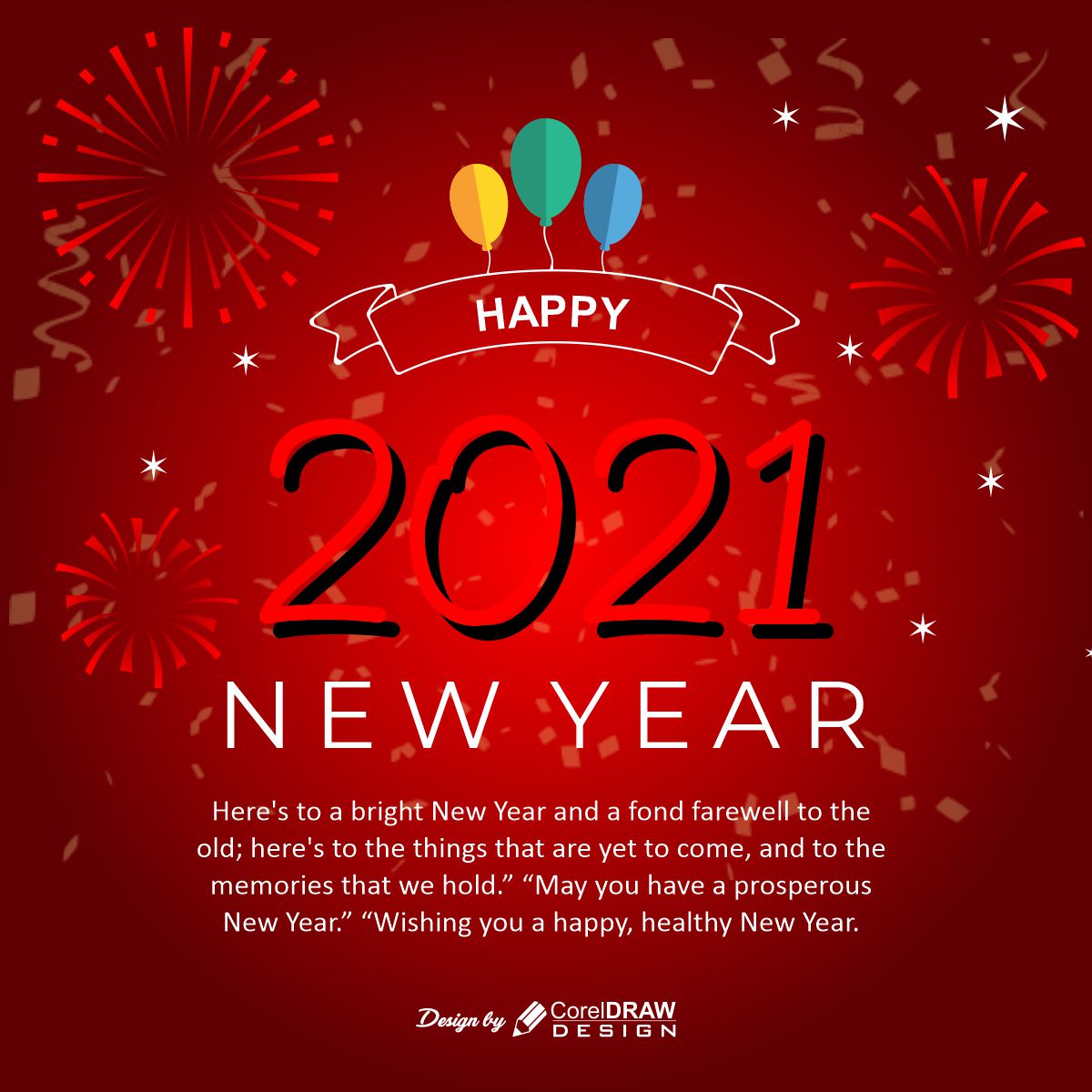 Download Happy new year 2021 Red template | CorelDraw Design (Download ...