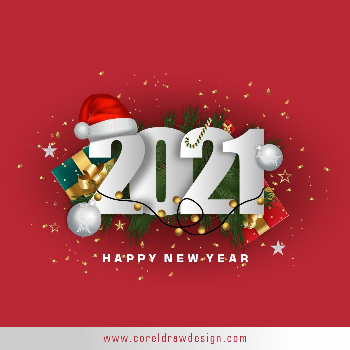 Happy New Year 2021Text Background Premium Vector