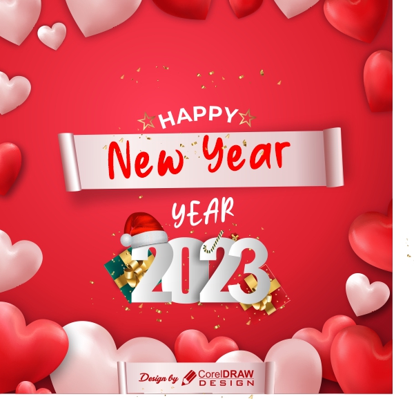 Happy new year 2023 background with heart