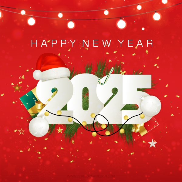 Happy New Year 2025 Red Background Premium Vector Cdr For Free