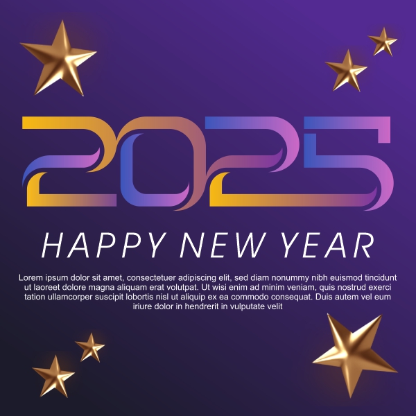 Happy New Year 2025 Typography Vector illustration CDR File Download For Free