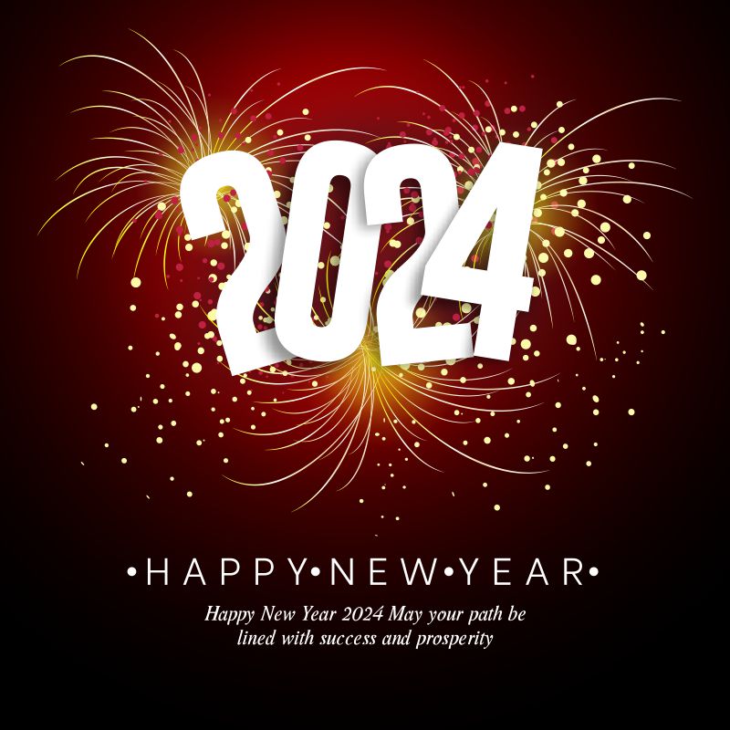 happy new year Fireworks with red background design vector cdr