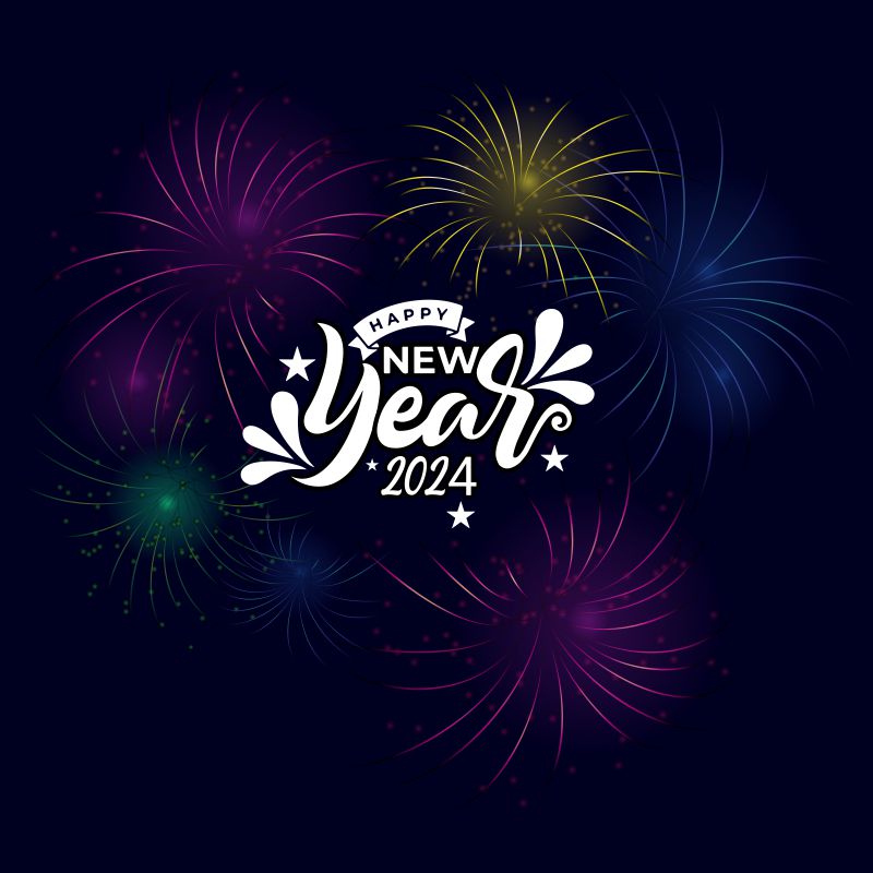 happy new year Fireworks with text design vector cdr