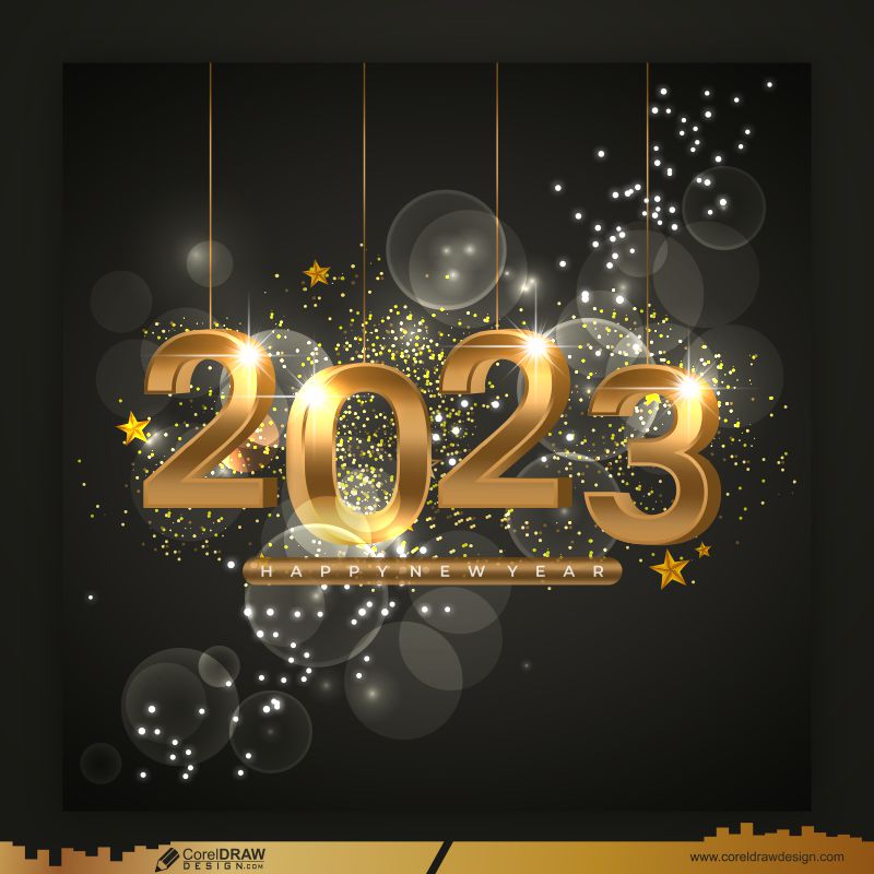 happy new year golden banner background premium vector