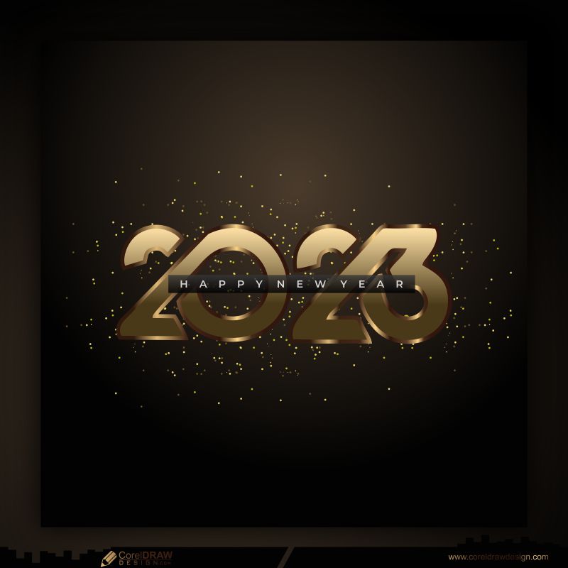 happy new year golden style text 2023 greeting card banner background premium image