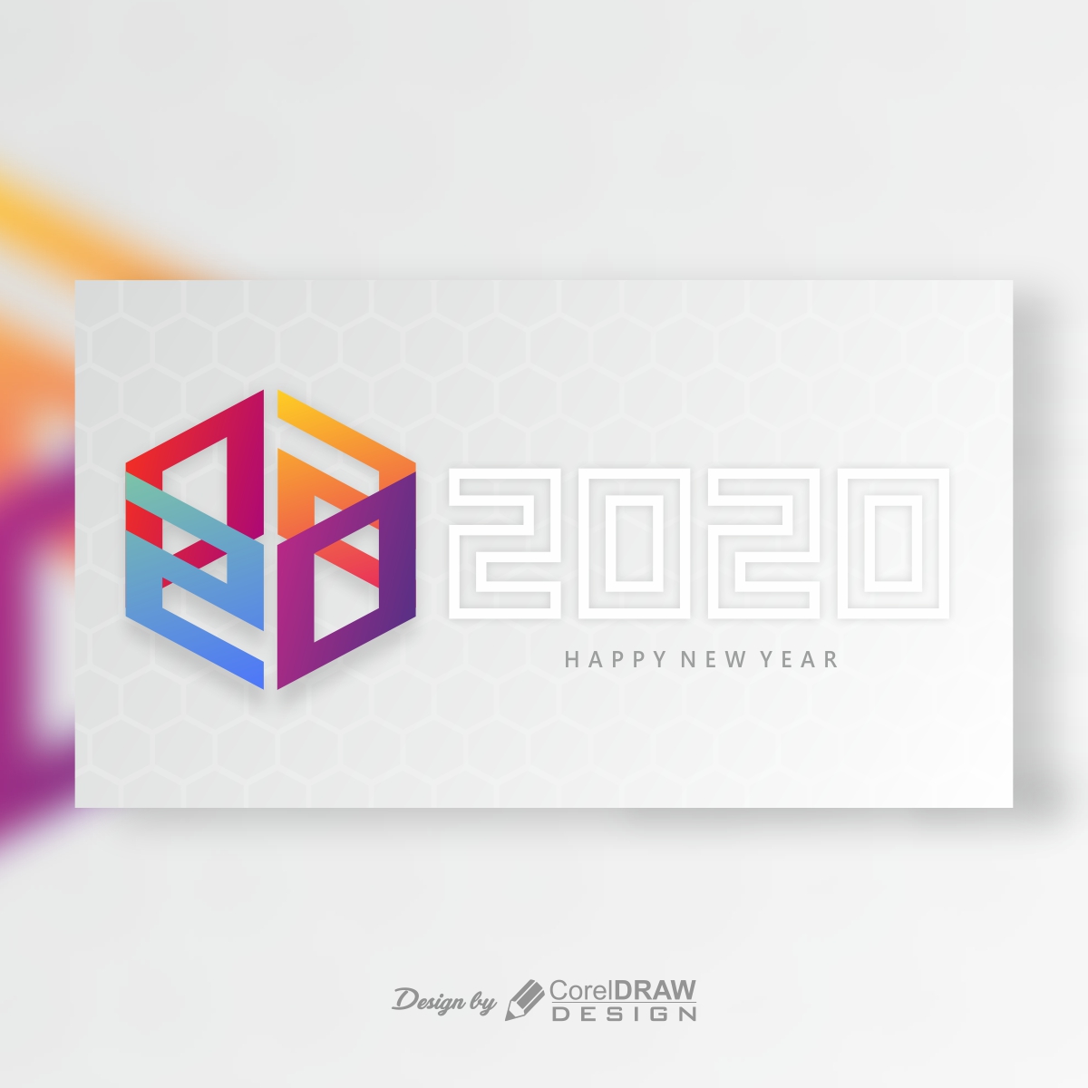 Happy New Year Hexa Shape 2020
