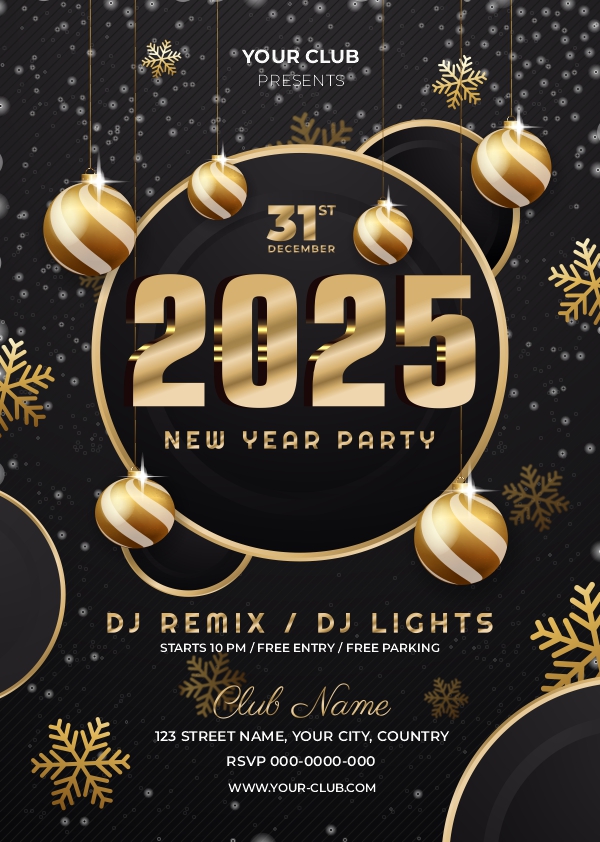 Happy new year party invitation card design CDR download for free