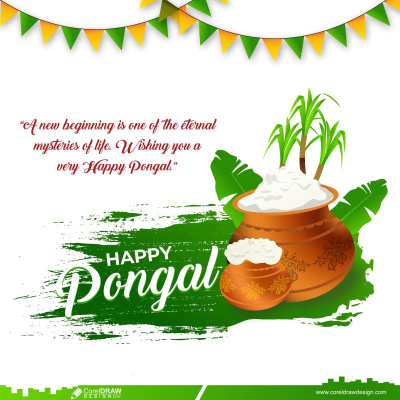 Happy Pongal Card Premium Vector