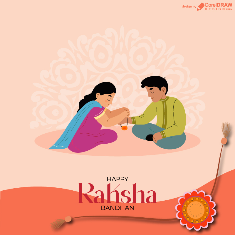 Happy Raksha Bandhan celebration Illustration Free Vector