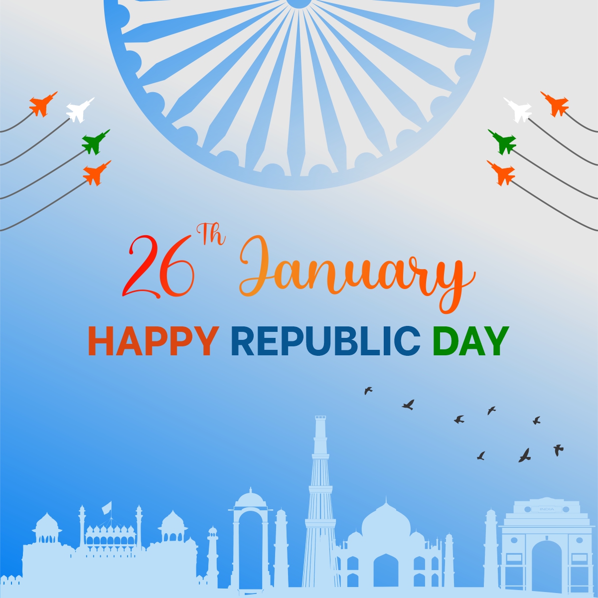 Happy Republic Day In India In Flat Style Free Vector