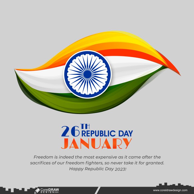 Happy Republic Day indian flag CDR vector Free dwl