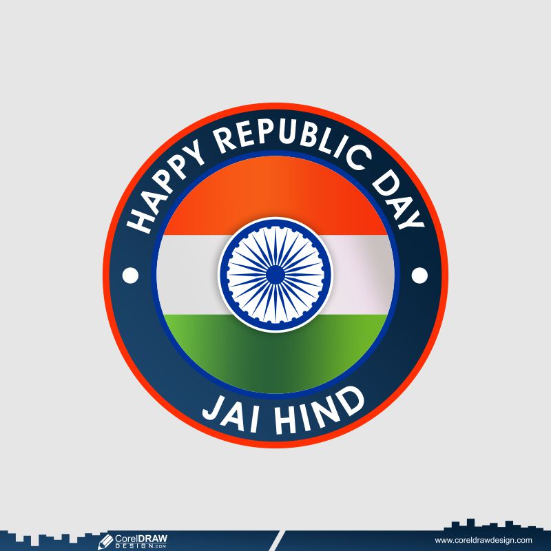 Happy Republic Day Round indian flag CDR vector Free dwl
