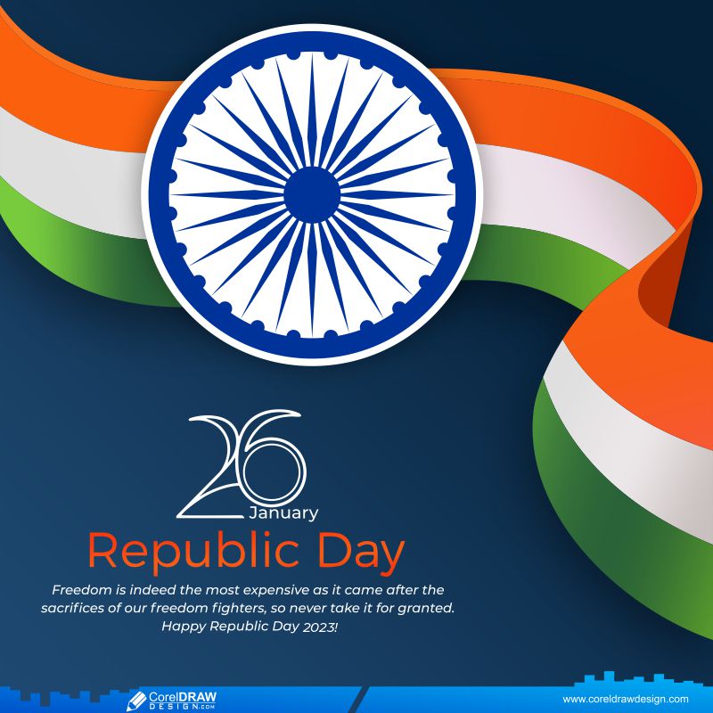Happy Republic Day Wishes indian flag CDR vector Free dwl