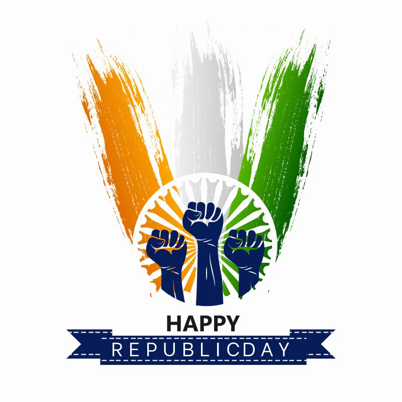 Happy Republic Day with brush Indian tricolor flag design vector