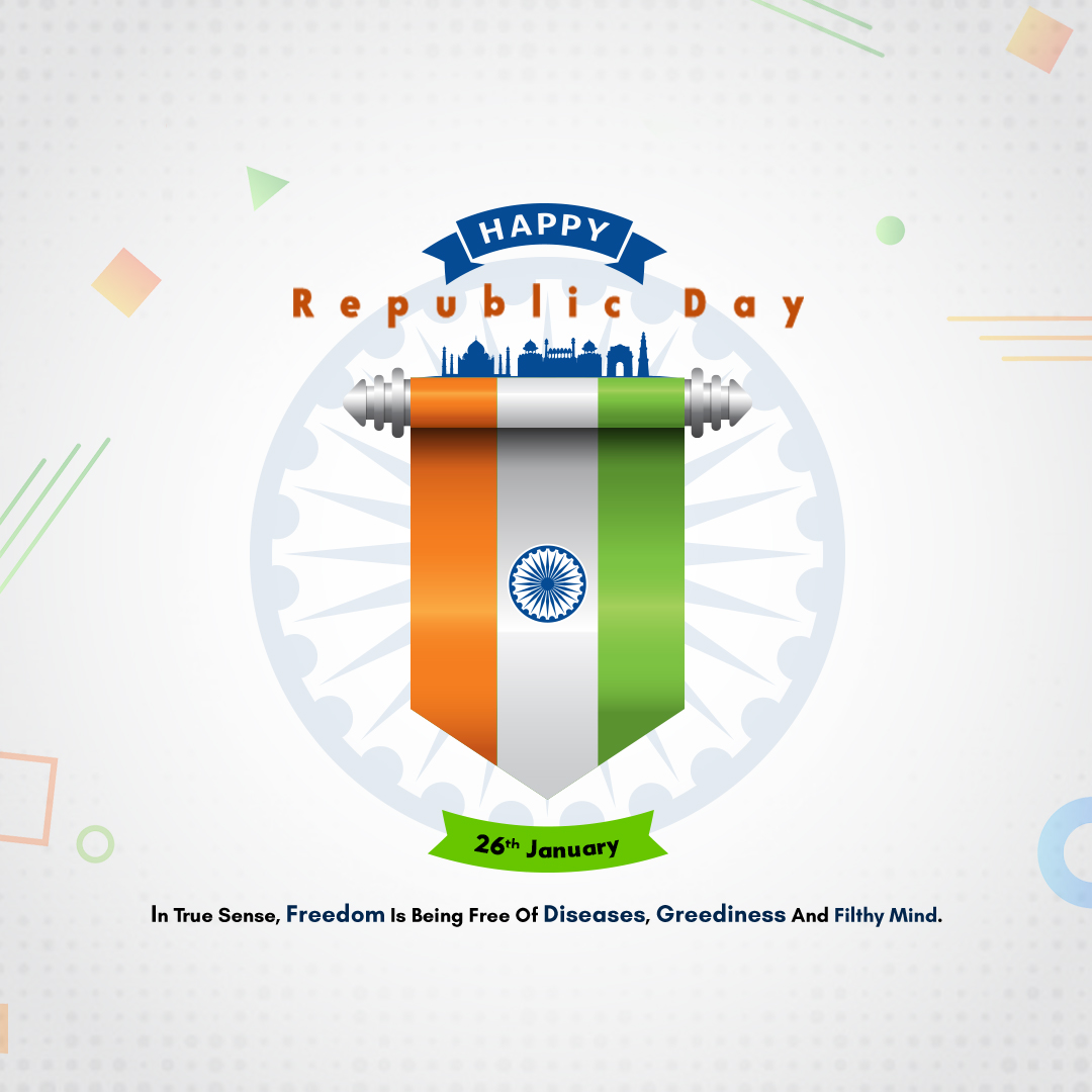 Happy Republic Day with Flag Banner, Background, Free Psd