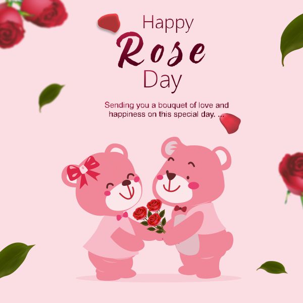 Happy Rose Day, Teddy Day and Valentines Day Vector