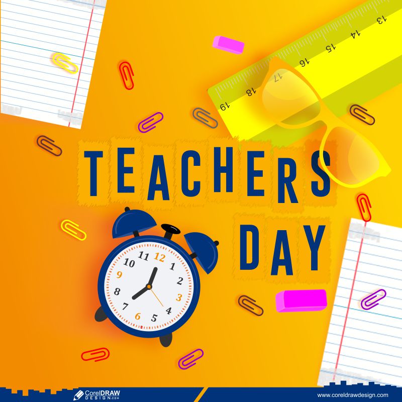 Happy Teachers Day with school equipment vector design