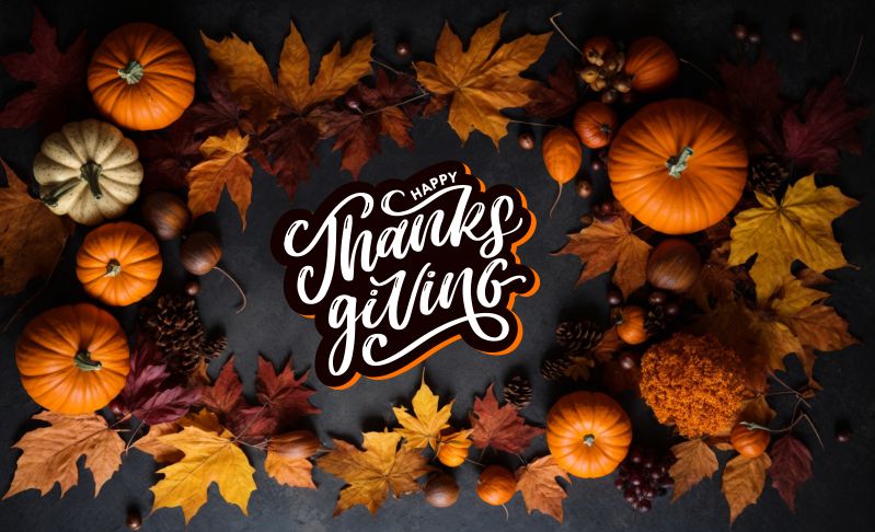 happy thanksgiving text design & background design