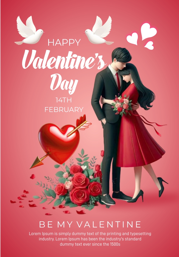 Happy Valentine's Day 2025 CDR Greeting Card Template Download For Free