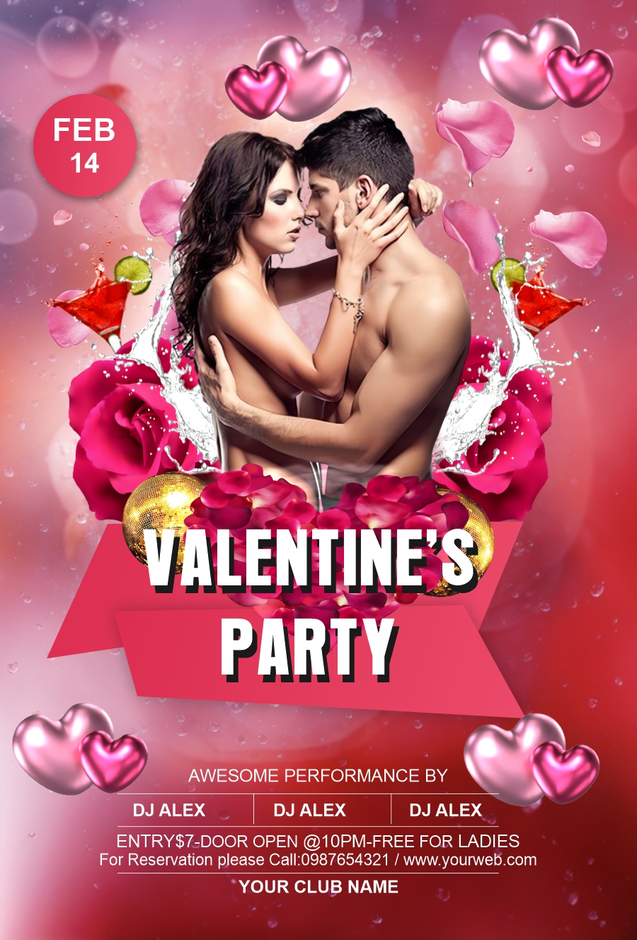 Happy Valentines Day 2024 14 Feb Couple Party Flyer Design For Free