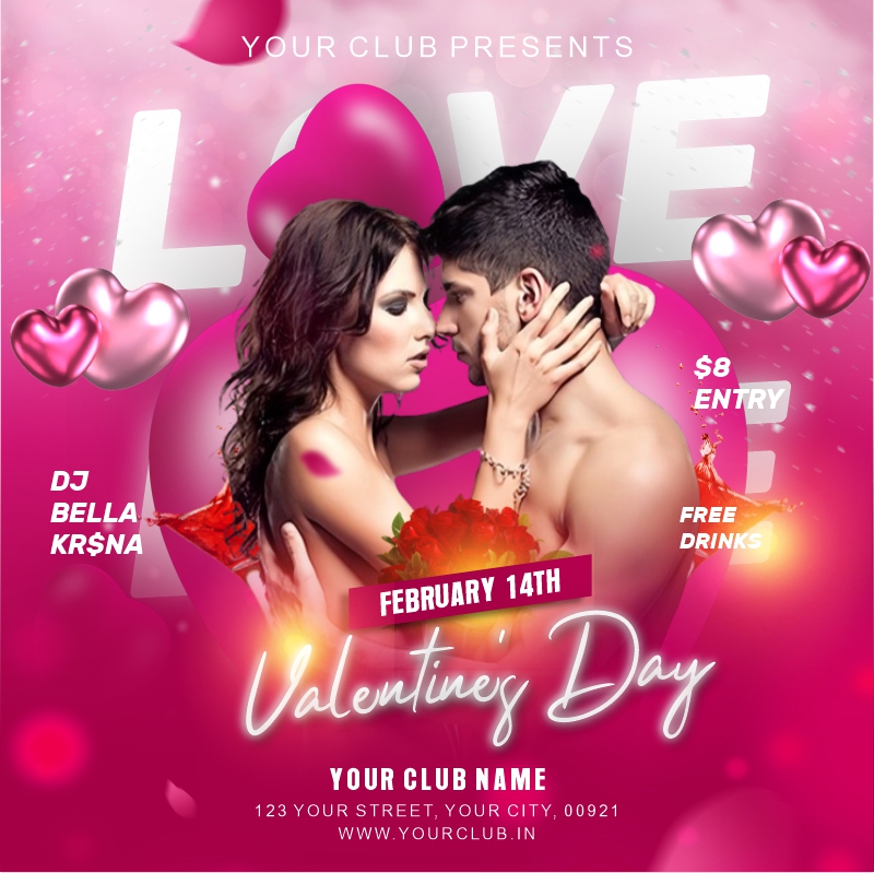 Happy Valentines Day 2025 14 Feb Couple Party Banner CDR Design Download For Free