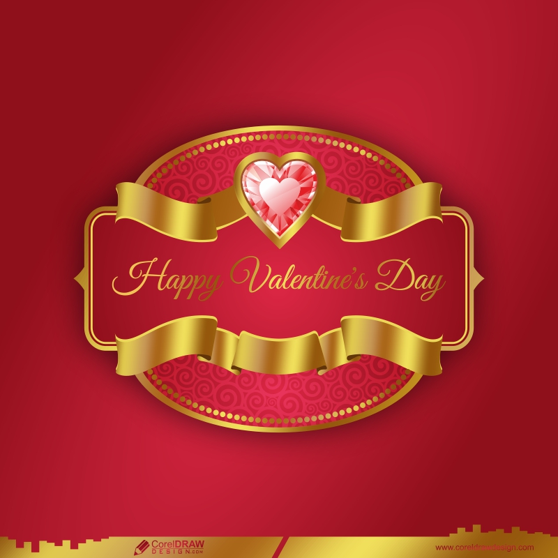happy valentines day golden ribbon backgrund