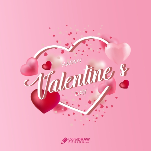 Happy Valentines Day Heart Shape Concept Sale Banner Premium Vector