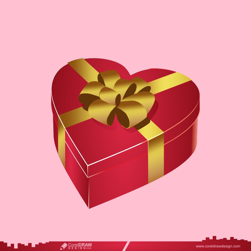 happy valentines day heart shape gift CDR design vector