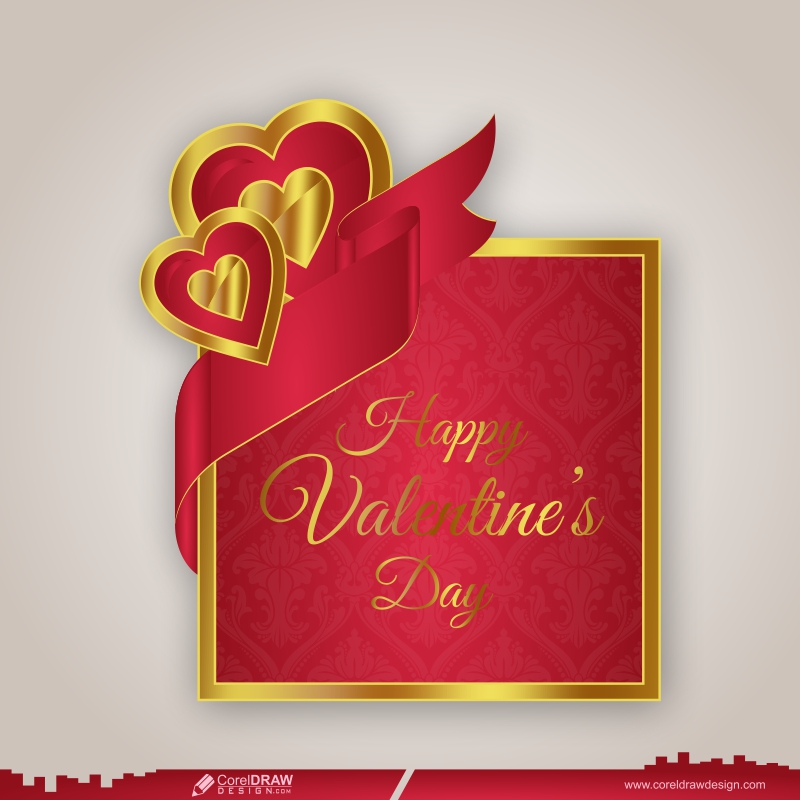 happy valentines day heart wishes CDR design vector