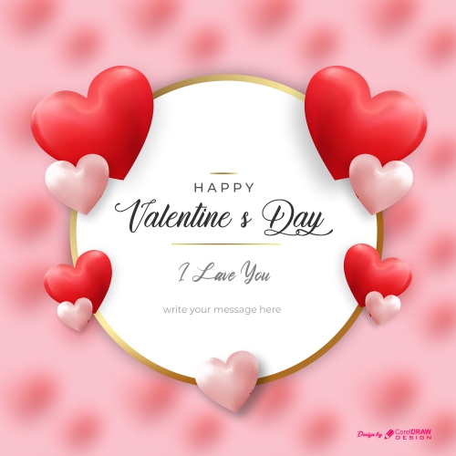 Happy Valentines Day Hearts Beautiful Card Design Free Vector
