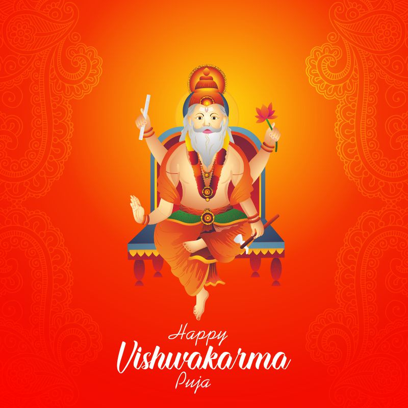 Happy Vishwakrama Pujja Wishing Greeting Design For Watsapp Status and Social Media Post Free Vector CDR Download For Free