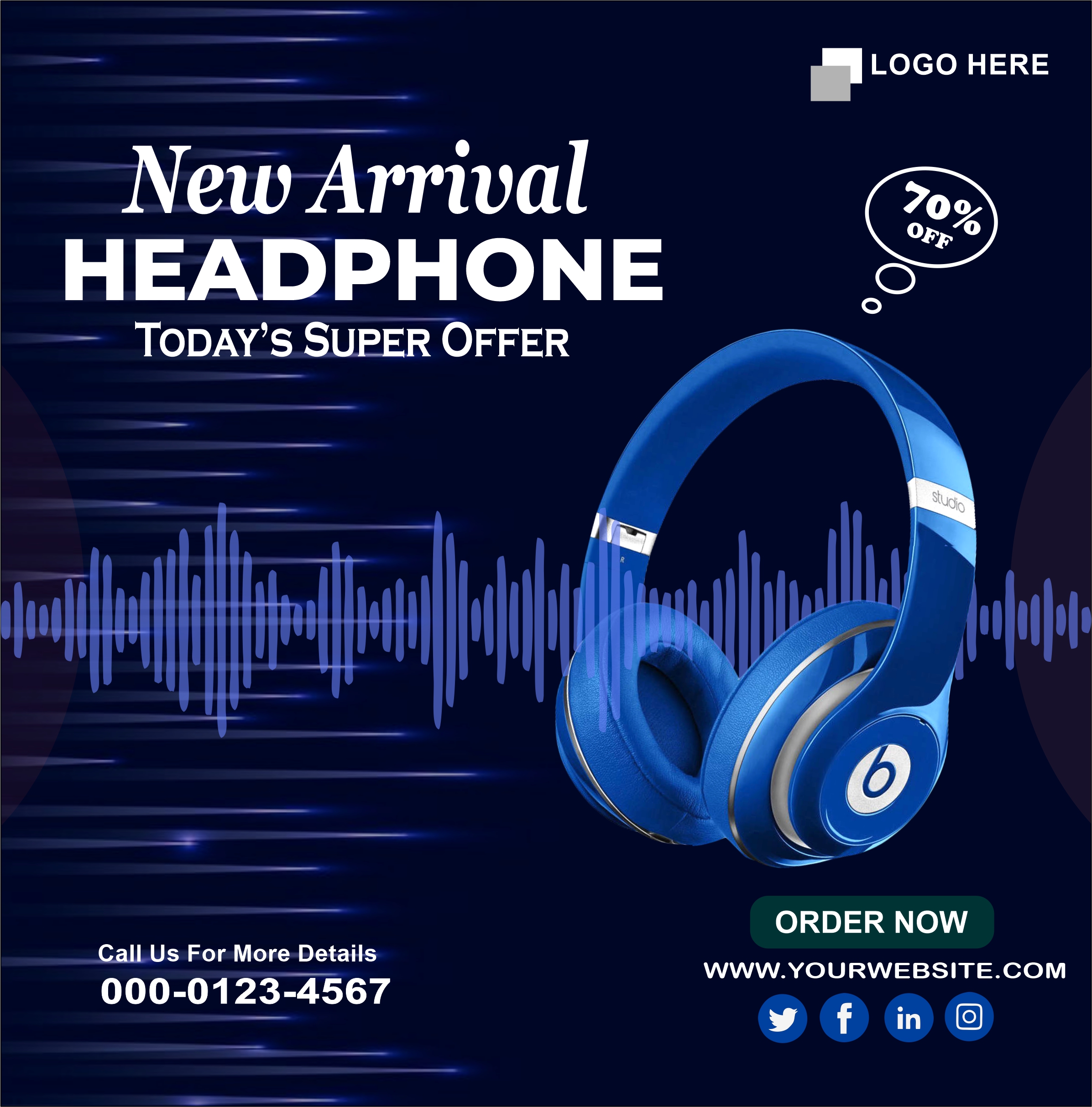 Headphone Music Product Banner Design for free download