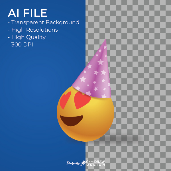 Heart Eye Smiley Face With Hat Emoji AI & EPS File Download Trending 2021 Free Template