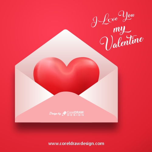 Heart in Envelope, Valentine Gift, Stock Background, Free Vector