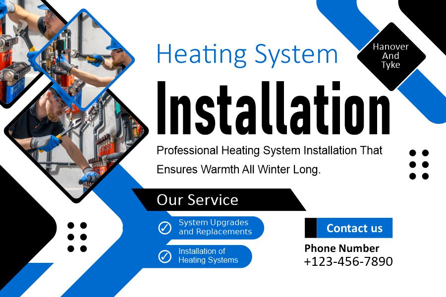 Heating system installation poster design download for free