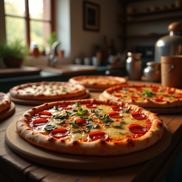 Highly Realstic 4k Pizza image on a Wooden Surface Hd Image Download For Free