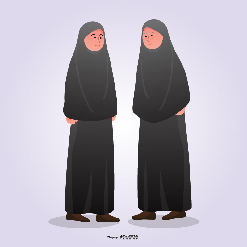 Hijabi Mother And Daughter Pose Corporate And Student Full Vector Ai & Eps Download coreldrawdesign