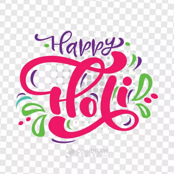 Holi Calligraphy colorfull vector design png