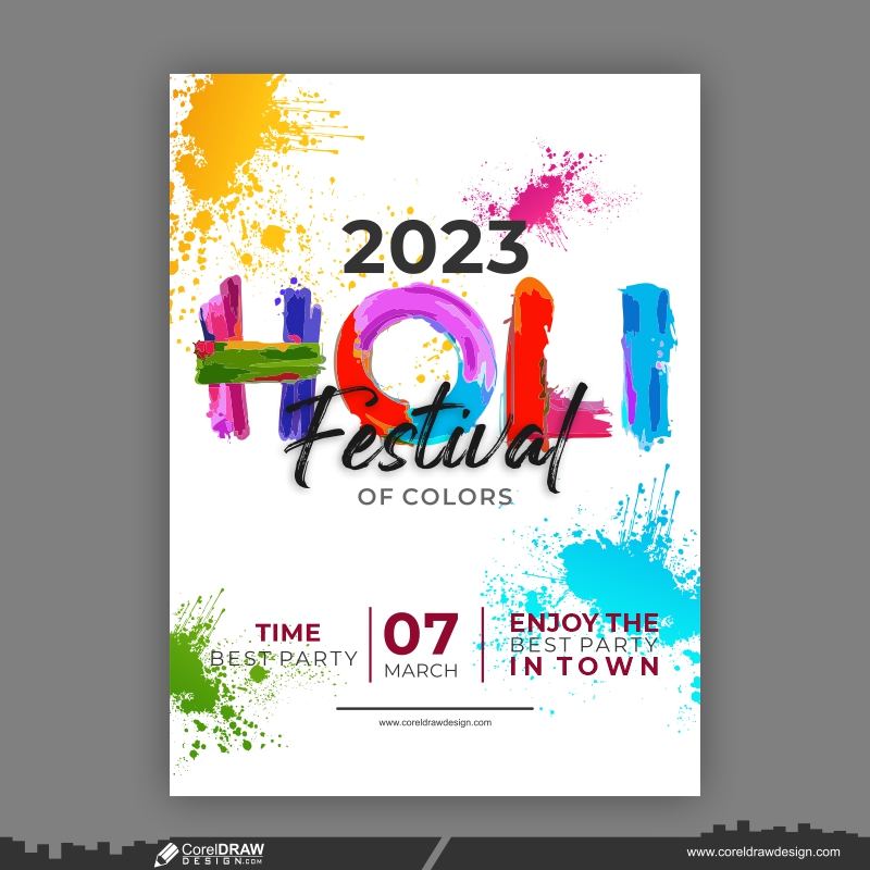 holi celebration card design CDR free