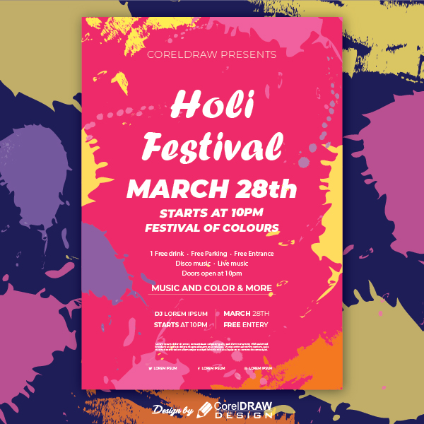 Download Holi Festival March Of Colors Invitation Card Trending 2021  Download Free Ai & Eps | CorelDraw Design (Download Free CDR, Vector, Stock  Images, Tutorials, Tips & Tricks)