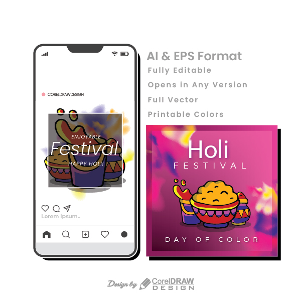 Download Download Holi Hand Drawn Mobile Mockup AI & EPS File ...