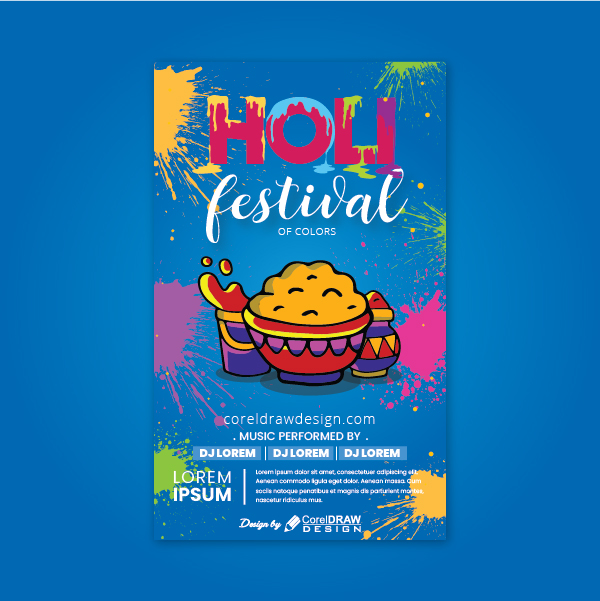 Holi Invitation Festival Of Colors AI & EPS File Trending Vector Art 2021 Free Download