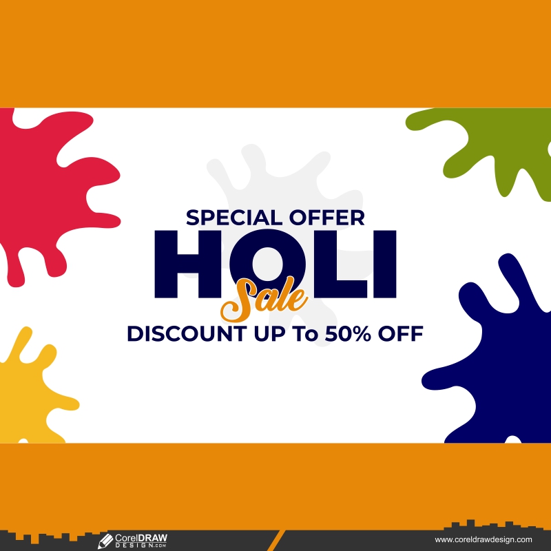 holi mubarak sale banner design CDR free