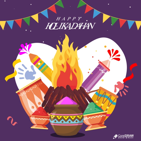 Holika Dahan Greeting Vector Design Download For Free With Cdr And Eps File