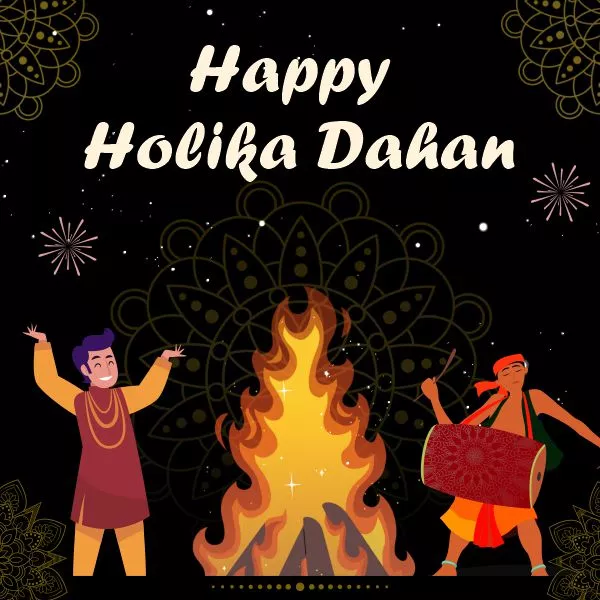 Holika Dahan Vector, Happy Holi Celebration Vector Image