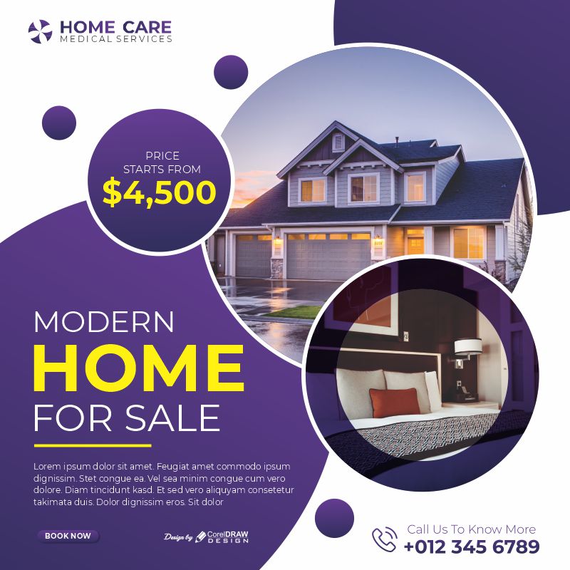 Home Care For Sale Flat Discount CDR Poster Download From Coreldrawdesign