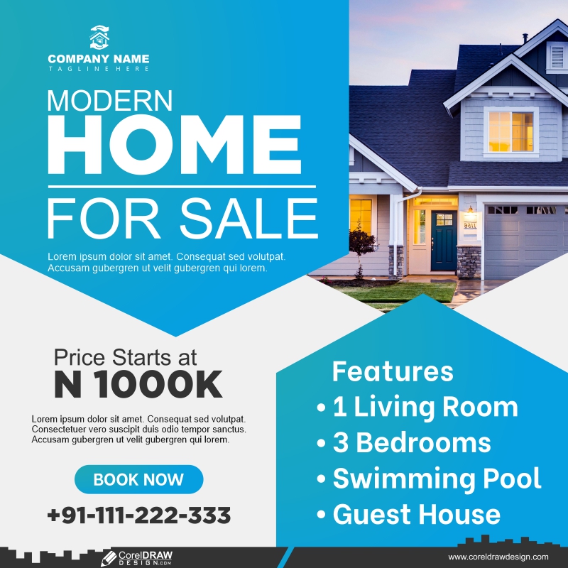 Home for Sale Template Free Vector Design CDR