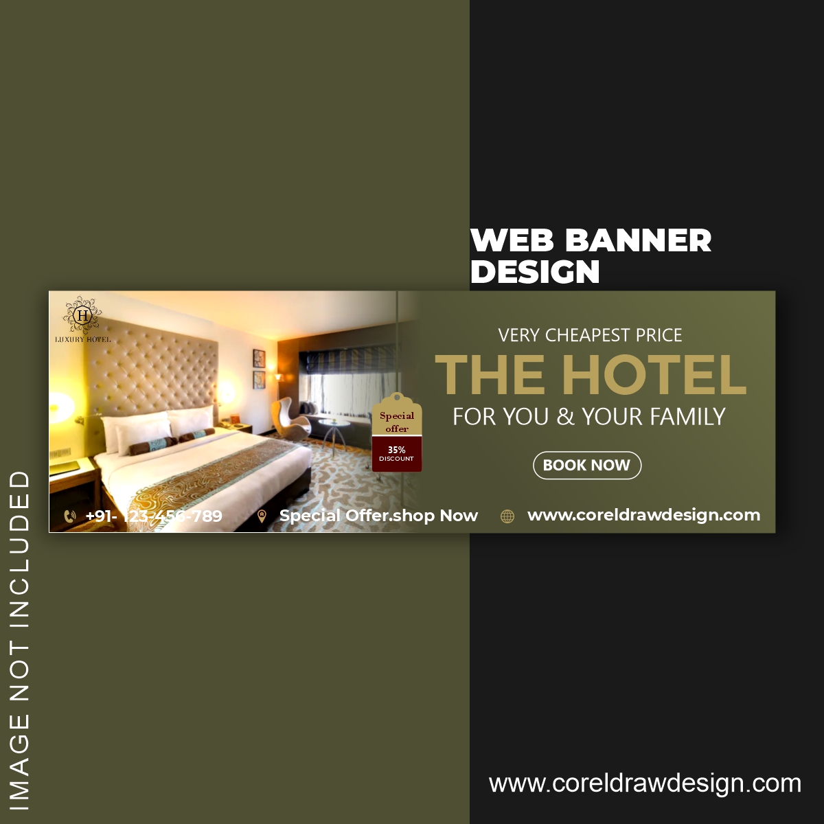 Hotel Booking Web Banner Template Design Free Vector Design