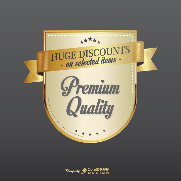 Huge Discount Premium Quality Golden Badge Free Vector AI EPS Download Trending 2021 Free