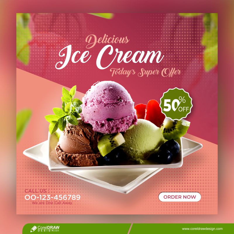Download Ice Cream Menu Social Media Post Promotion Banner Template